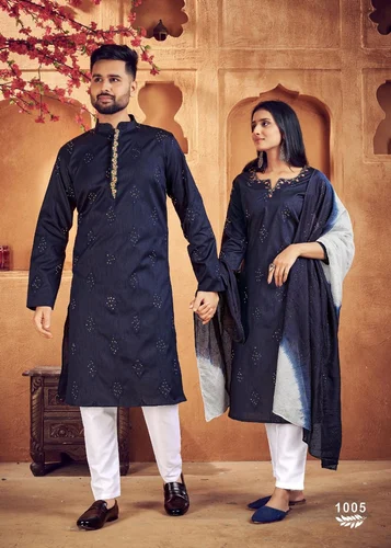 Embroidered 12 Colour Couple Set Dress