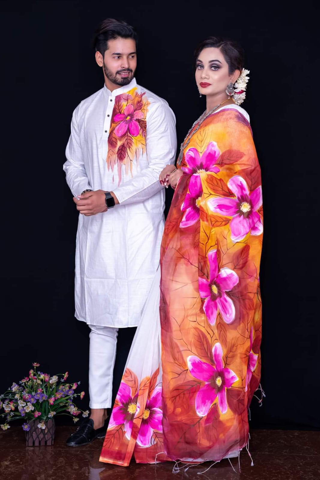 Handprint Couple Dress(sharee&punjabi)