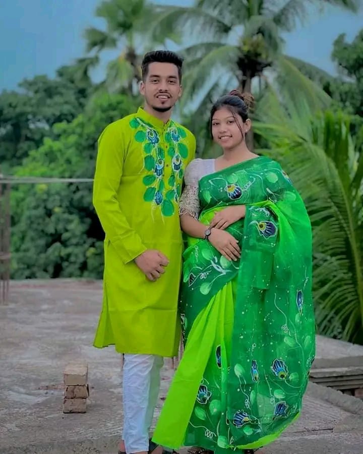 Handprint Couple Dress(sharee&punjabi)