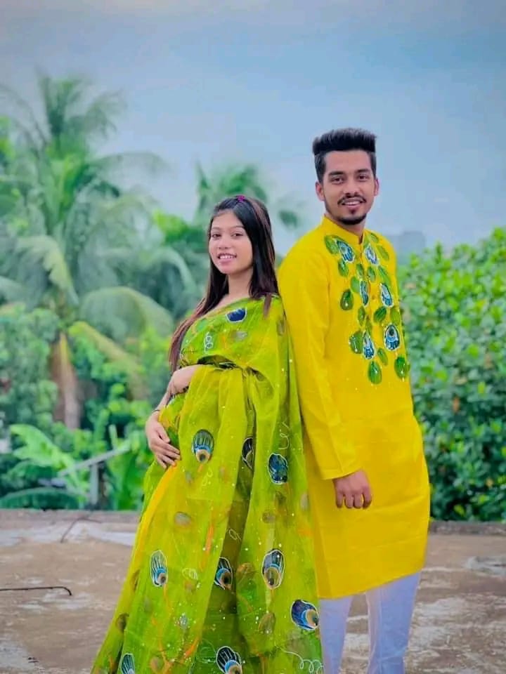 Handprint Couple Dress(sharee&punjabi)