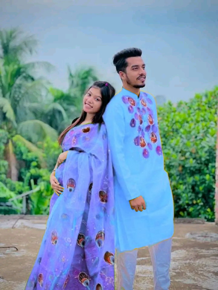 Handprint Couple Dress(sharee&punjabi)